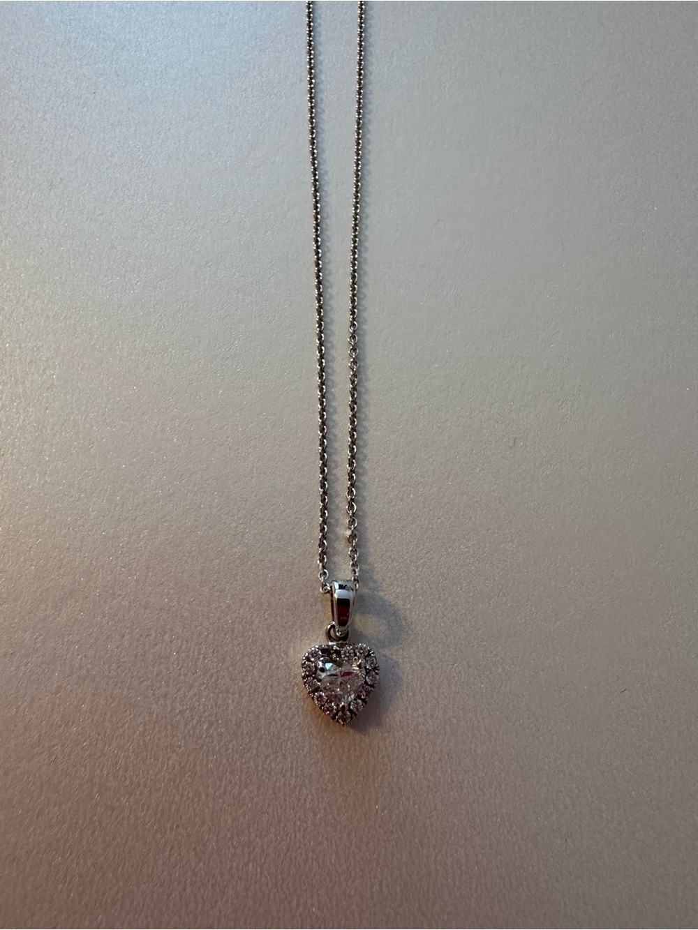 14k White Gold Heart Shape Diamond Necklace